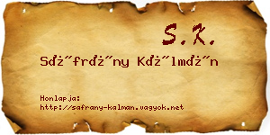 Sáfrány Kálmán névjegykártya